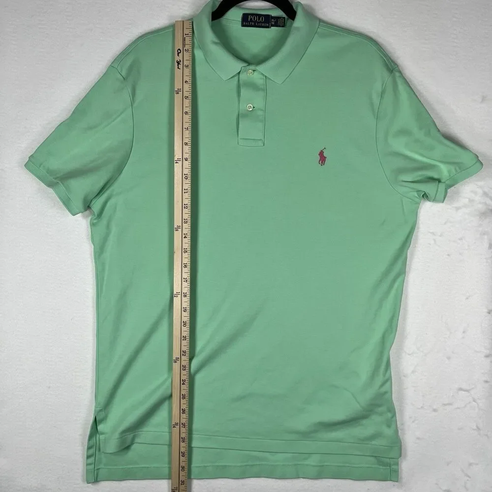 Polo Ralph Lauren Mens XL Mint Green Pink Pony Soft Cotton Polo Shirt